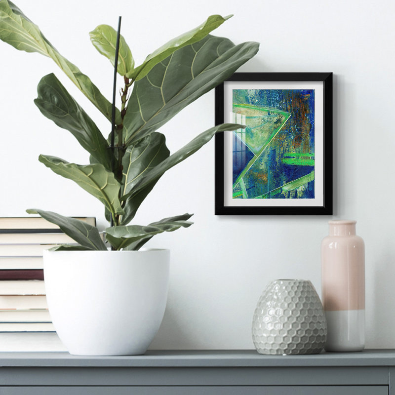 «GeometricInCoolVIIP», impression sur toile encadrée, H 25,5 po x l 17,5 po, Noir