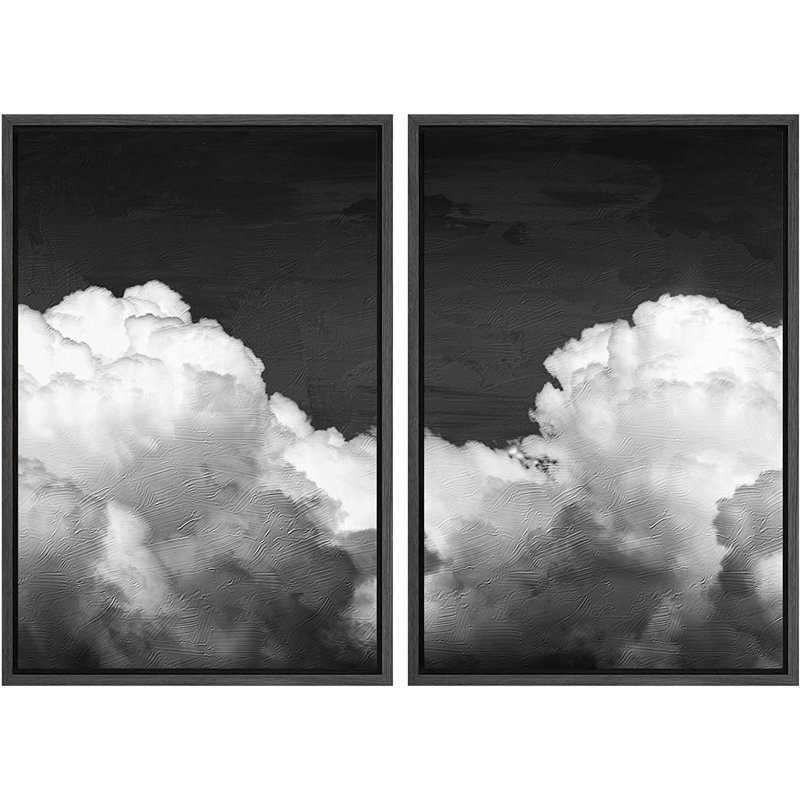 Ensemble de 2 reproductions encadrées sur toile, Noir, H 24 po x l 32 po x P 1,5 po