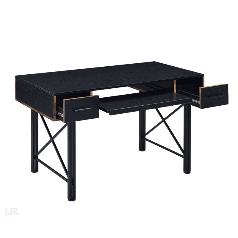 Bureau d'ordinateur spacieux spacieux avec 2 tiroirs et un plateau à clavier, parfait pour le bureau à domicile et le bureau