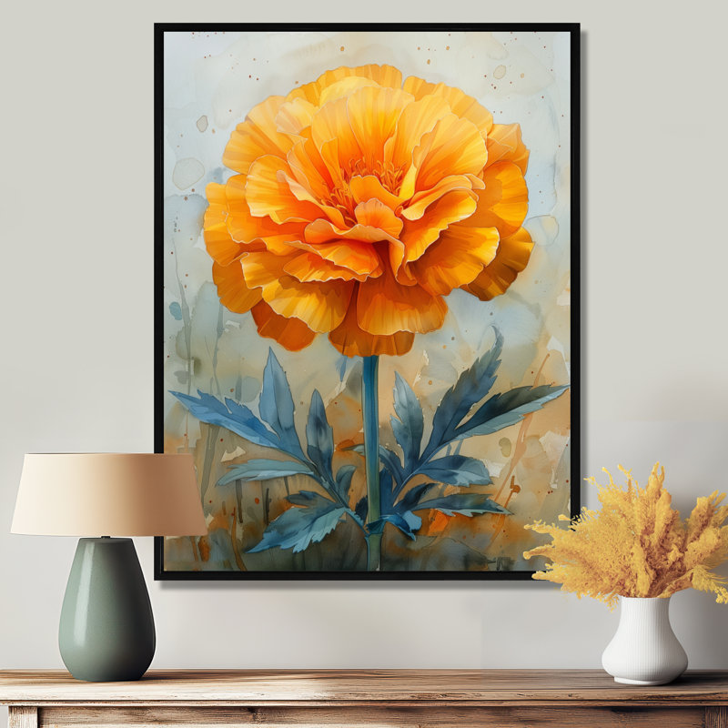 Orange, orange, matin, soleil, souci, salon, art mural, Cadre photo noir, H 16 po x l 32 po