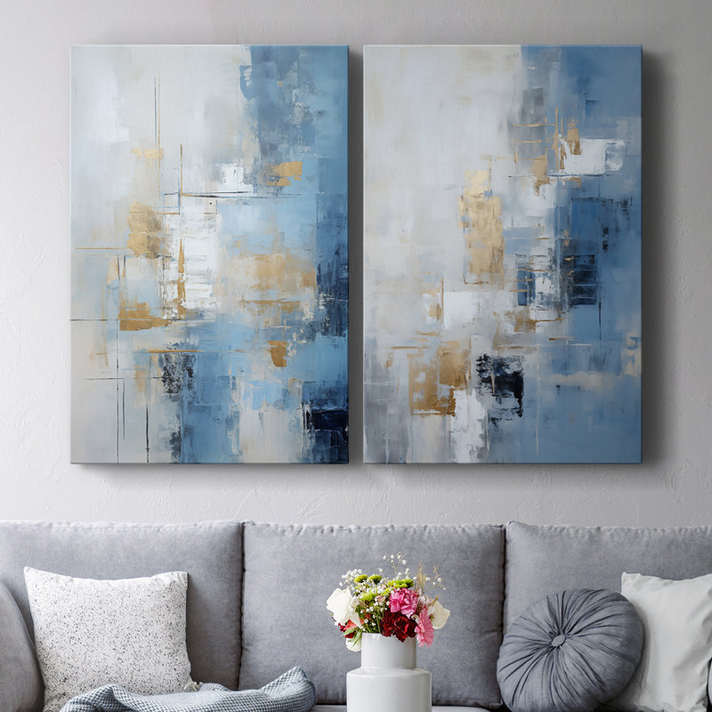 ABSTRACT Series Dxxviii - Toile tendue avec châssis de qualité supérieure - Prêt à être accroché, H 27 po x l 36 po