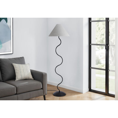 Lighting, H 64 po, lampe sur pied, métal noir, abat-jour ivoire / crème, contemporain