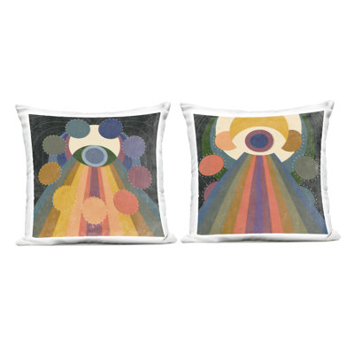 Stupell Industries Spiritual Eye Boho Shapes Design by Victoria Barnes  Outdoor Printed Pillow (Set of 2)