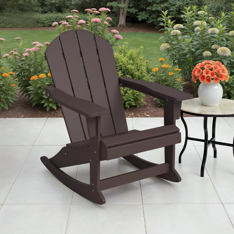 Chaise Adirondack berçante en PEHD Laguna, Marron foncé