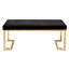 Banc contemporain pour chambre avec siège rembourré noir et structure en métal doré champagne