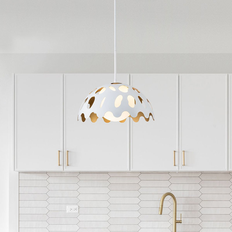 Luminaire suspendu Ameema, Blanc, H 8 po x l 15 po x P 15 po