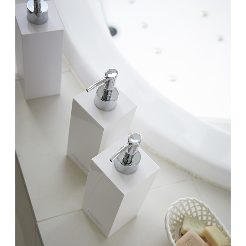 White ABS Plastic Square Body Soap Dispenser with Stainless Steel Pump