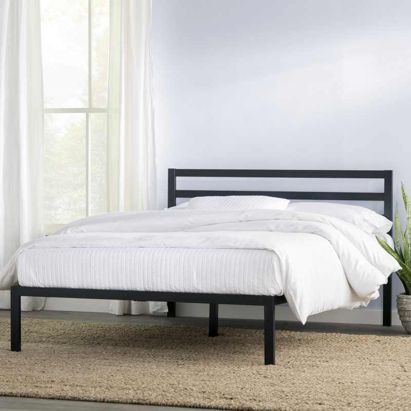 Santrell 14" Contemporary Modern Metal Platform Bed, Queen