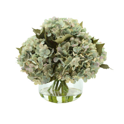 Hydrangea Bouquet In Bubble Glass Vase