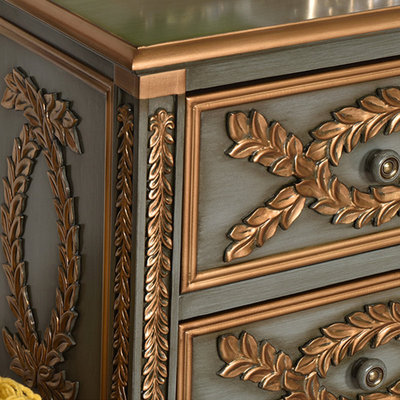 Armoire décorative American, Gris anthracite, Laiton antique