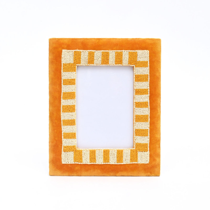 Beads Picture Frame, Yellow/White