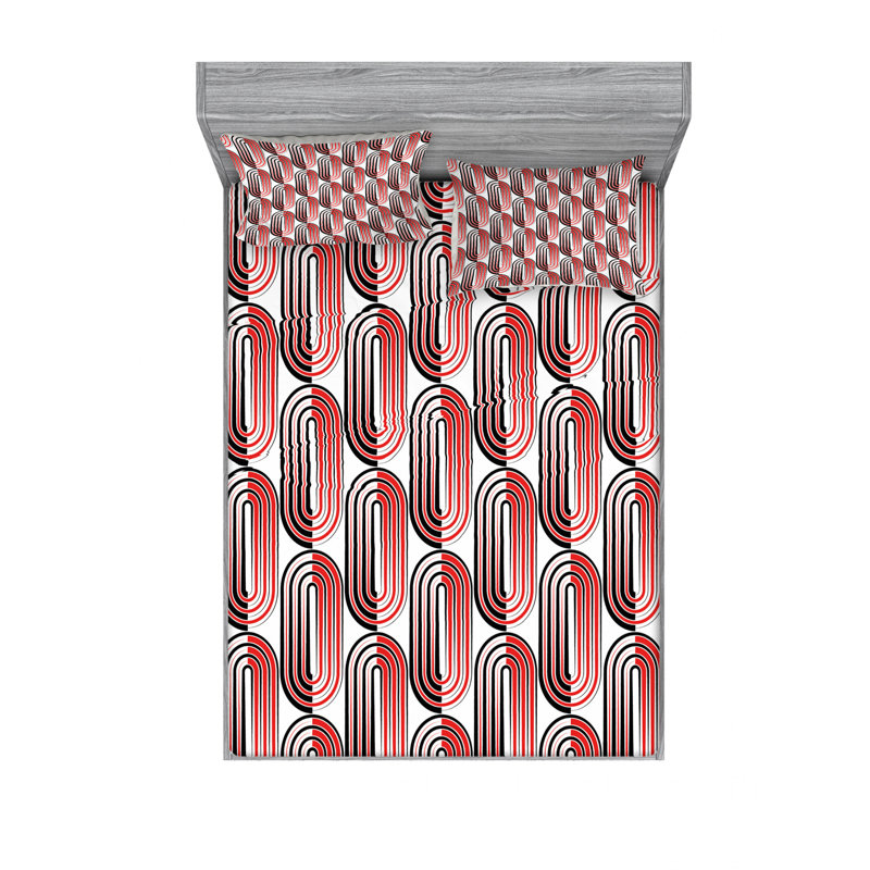 Ensemble de draps à motif géométrique Ellipse Curves, Taies d'oreiller pour grand lit