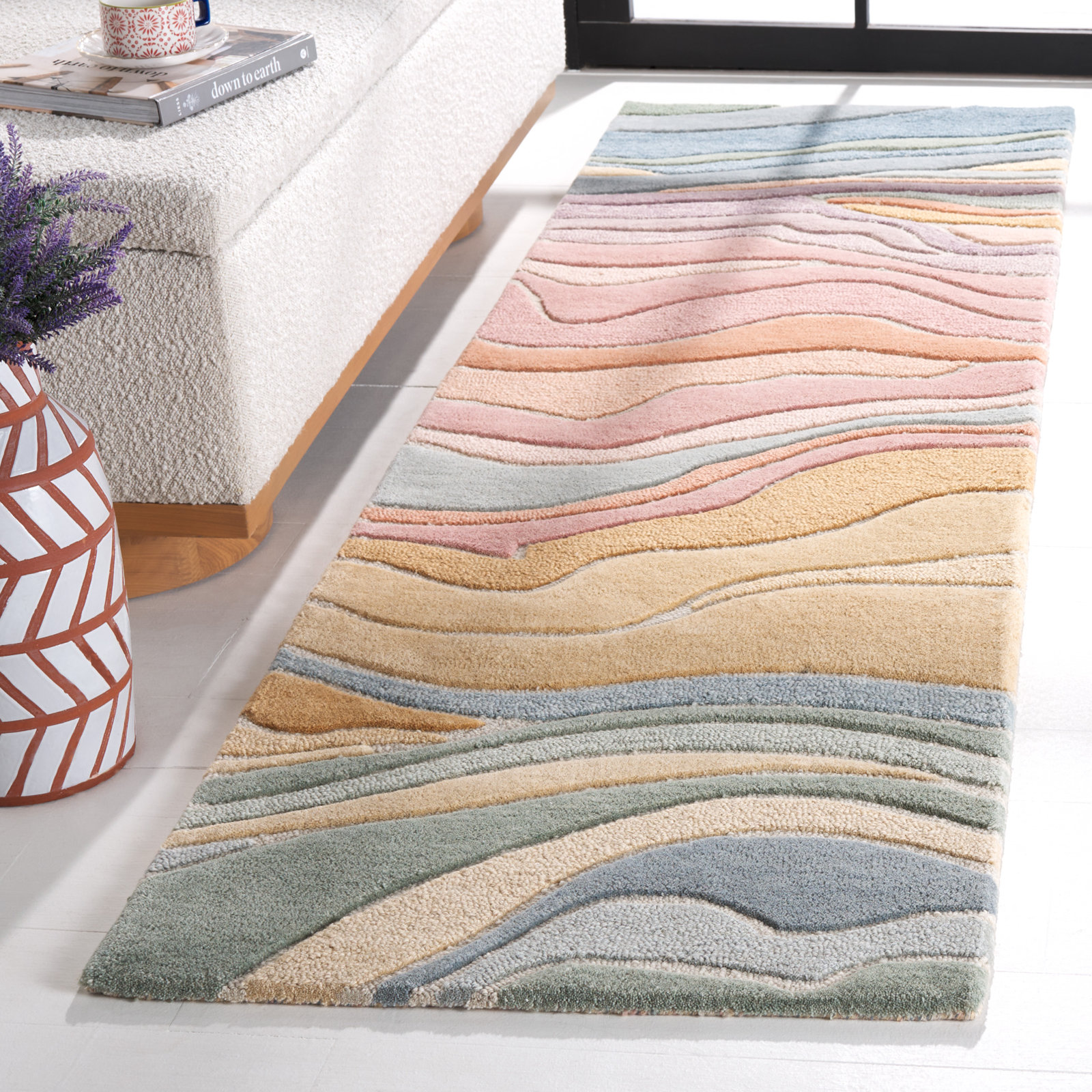 Hand-Tufted Abstract Rug, Runner 2'3" x 12'