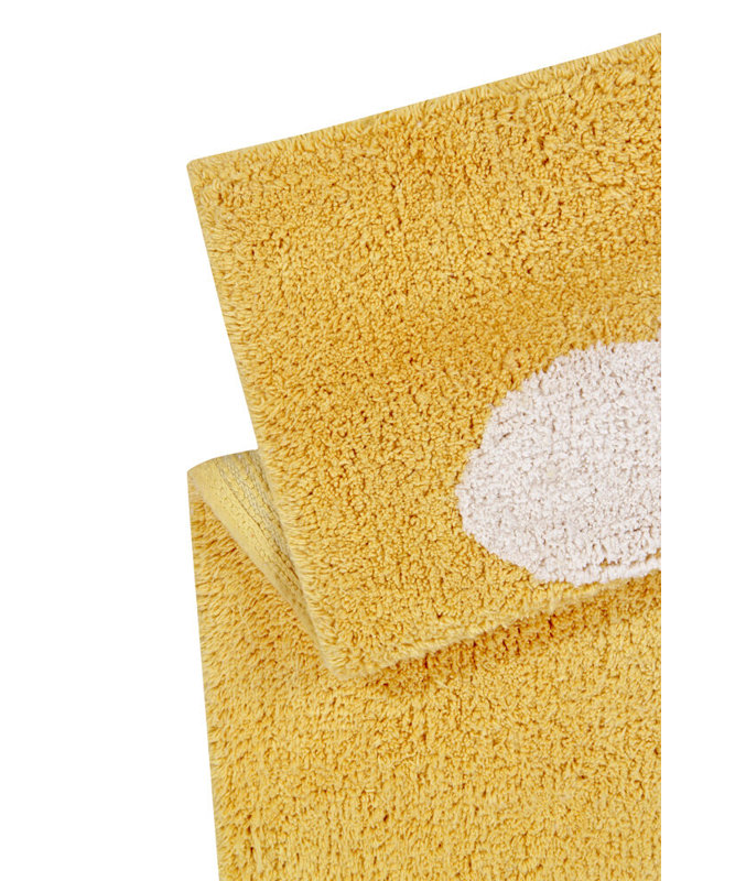 Hand Knotted Cotton Abstract Area Rug in Yellow/White