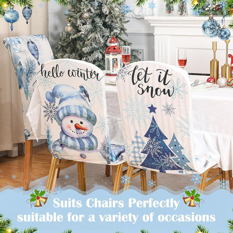 Housse pour chaise de salle à manger d'hiver - blanc - ensemble de 3, extensible, amovible, lavable, style Parsons, pour la maison et les événements