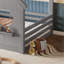 Lit double au sol avec fenêtre et petite tablette, lit en bois massif avec toit en forme de maison, sans sommier, gris-801840332-801840337