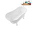 Baignoire de trempage sur pied 51 po en acrylique avec bonde, pattes et plateau en bambou Streamline-76231165-72770758