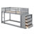 Twin Over Twin Bunk Bed Frame With 4 Drawers And 3 Shelves, Floor Bunk Bed Frame For Boys Girls Kids Adults-1883609705