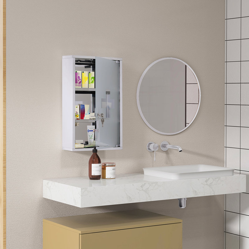 Armoire murale verrouillable en acier inoxydable, 3 tablettes à 12 niveaux, 12 po x 20 po, argent, pour compartiment à médicaments verrouillable pour rangement de médicaments, acier, organisé