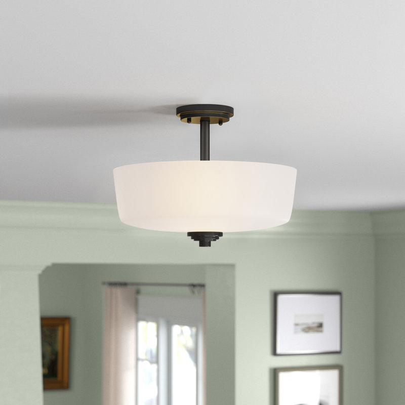 Pitman Semi Flush Mount, Bronze