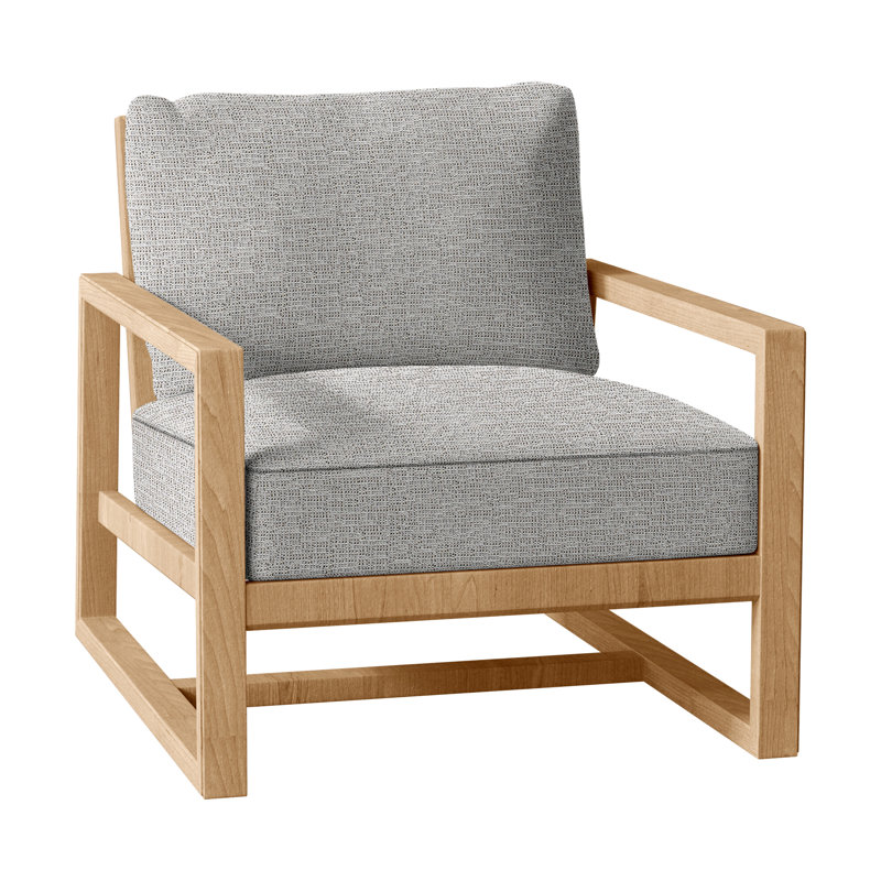 Avondale Patio Lounge Chair with Cushions, Natural Teak, Welt + Standard fill, Tweed Toffee