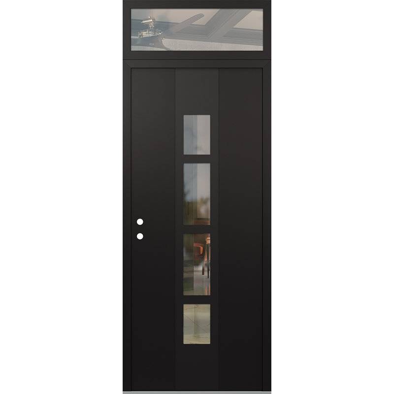 Porte d'entrée pré-suspendue Diamond A10, Droite / vers l'intérieur, Black/Black/Clear
