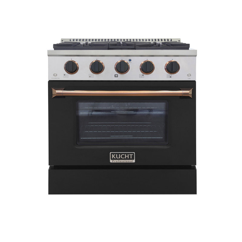 Custom Pro-Style 30 in. 4.2 cu. ft. 4-Burner Freestanding Gas Range with Convection Oven, Black, Natural Gas