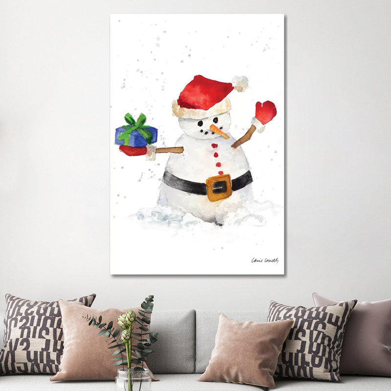 Watercolour Snowman II by Lanie Loreth - Wrapped Canvas Print, 152.5 cm H x 101.5 cm W