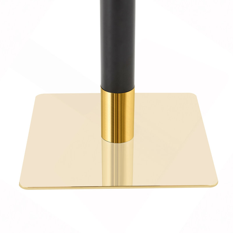 Table bistro moderne carrée, petite table basse en marbre de 23,7 po avec finition en agate bleue brillante et bordure en acier inoxydable, base piédestal en acier au carbone robuste pour les petits espaces, appartement