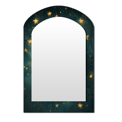Sleepy Moon II - Nursery Asymmetrical Large Wall Mirror, Nursery Arch Unique Mirror, Printed Metal Art