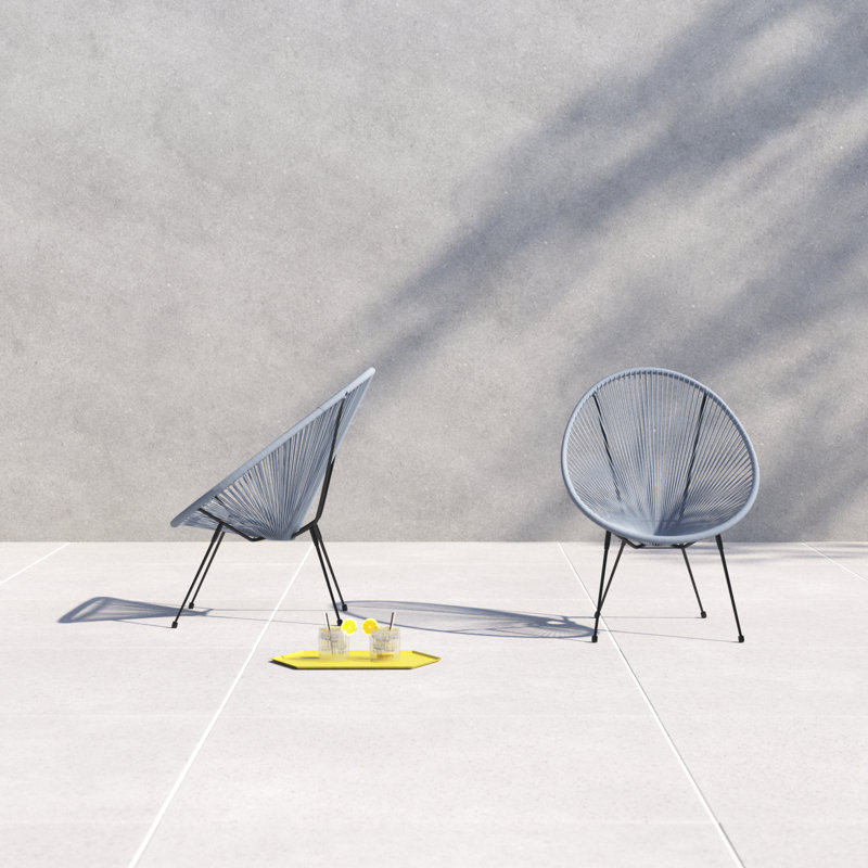Chaise de patio Sawin Papasan, Bleu/gris