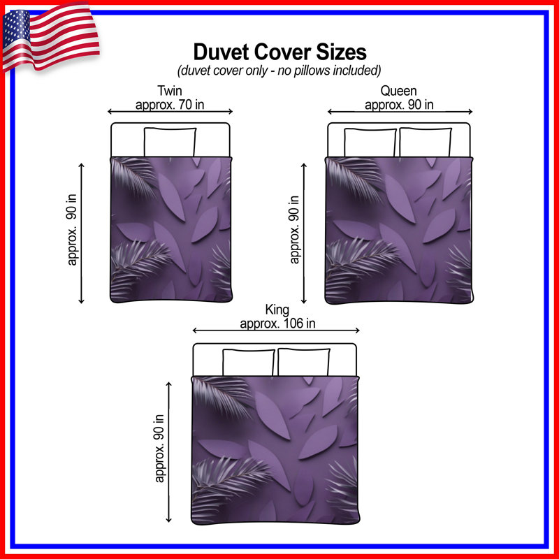 Housses de couette mauves à feuilles de palmier, Lit simple