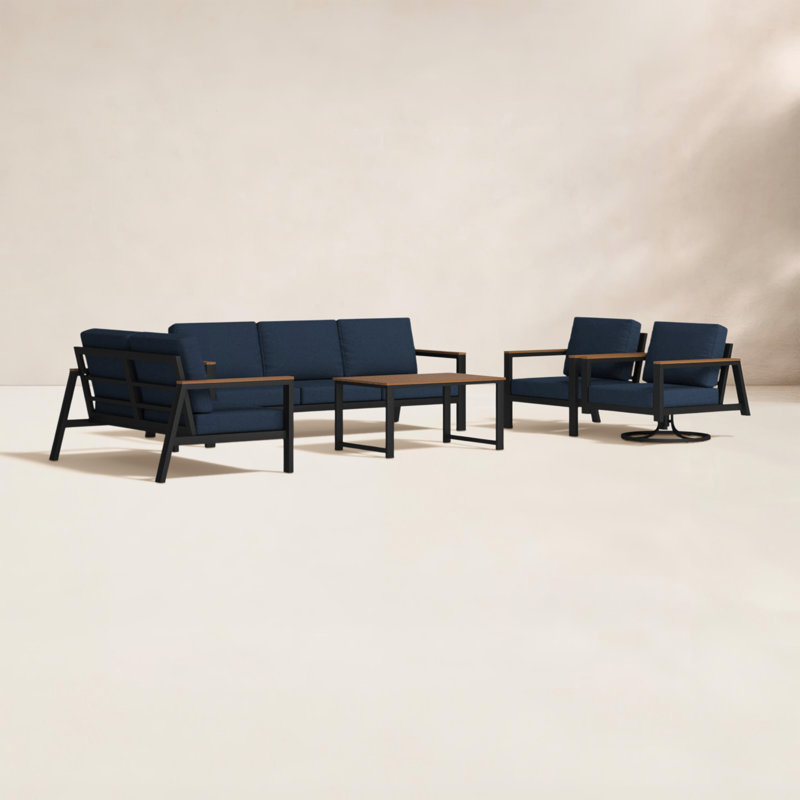 Townsend 7 - Person Patio Conversation Set with Sunbrella® Cushions, Canvas Navy Sunbrella® Canvas
