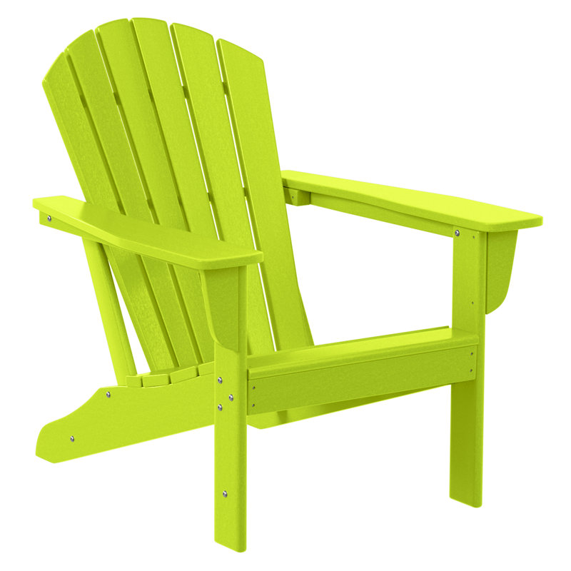 Altura Plastic Adirondack Chair with Ottoman Set, Lime