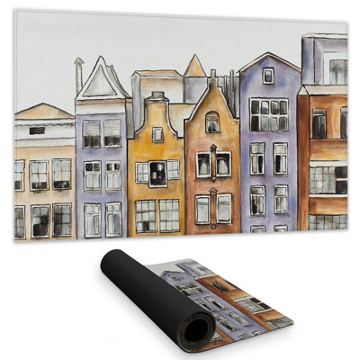 Amsterdam Houses Desk Mat - Brown Home Decor Desk Accessory