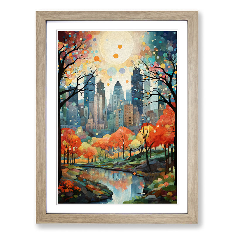 Central Park Neo-Plasticism - Framed Print, 46cm H x 34cm W x 2cm D, Oak Framed