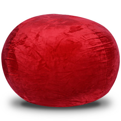 Velvet Bean Bag Chair, Red - 4Ft Chair For Different Users. Washable Cover, Stretch Fabric. Bedroom Filled With Shredded And Memory Foam. Double-Stitched Seams, 2 Zippers. Made In . 45" X 30", 30 Lbs