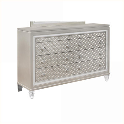 Commodes, champagne glam avec pieds en acrylique Quincaillerie pour bijoux | Champagne | Bois massif et panneau de fibres à densité moyenne