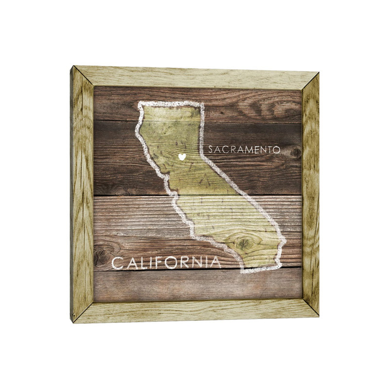 California Rustic Map by PI Galerie - Wrapped Canvas Print, 45.72 cm H x 45.72 cm W