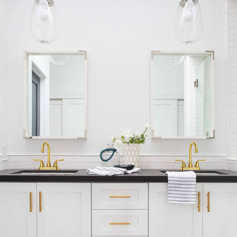 2-handle Bathroom Faucet with Drain Assembly, Gold