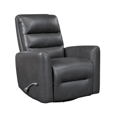 Glider Reclining Chair Swivel Motion Gray Breathable Faux Leather Upholstery Luxury Living Room Furniture