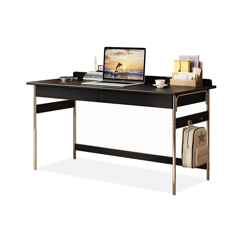 Bureau d'écriture de style Mid-Century avec deux tiroirs et crochets latéraux, H 29,53 po x l 55,12 po x P 23,62 po