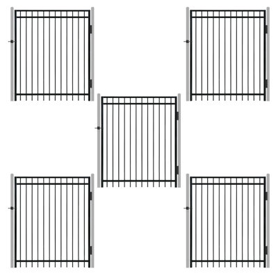 Heavy Duty Flat Top Fence Gate, 6FT Height x 5FT Width Outdoor Fence Gate, Outdoor Anti-Rust Metal Steel Gate for Fencing Barrier, Decorative Garden Gate with Gate Lock