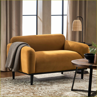 Loveseats for Small Spaces, Mid-Century Modern | Mustard Yellow Polyester