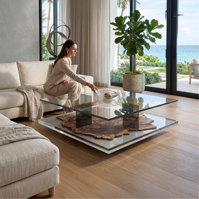 Pandion Walnut Wood Square Coffee Table