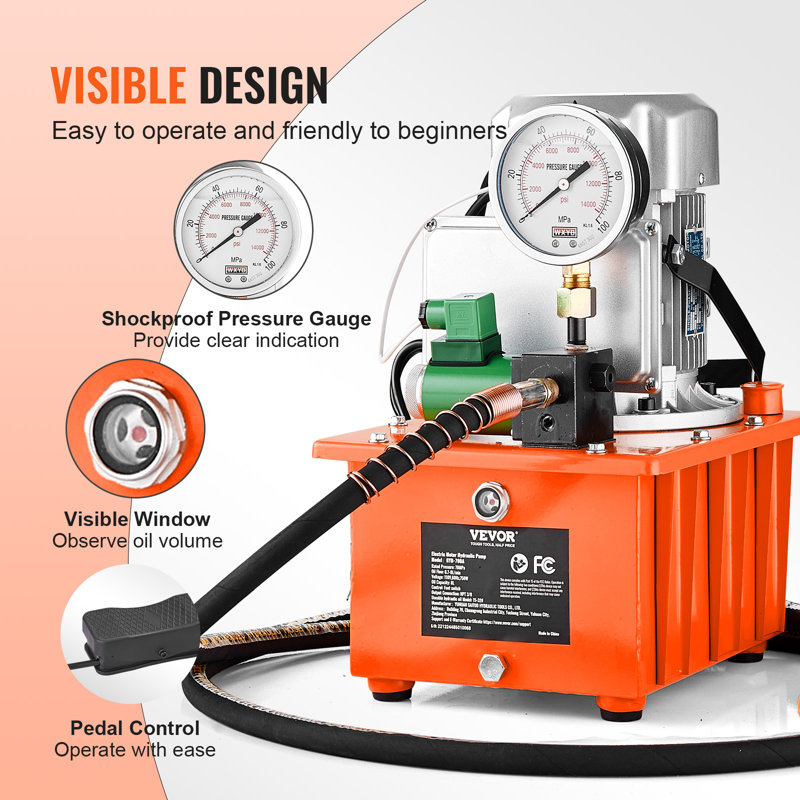 750W Electric Hydraulic Pump with Aluminum Shell, 8L Capacity