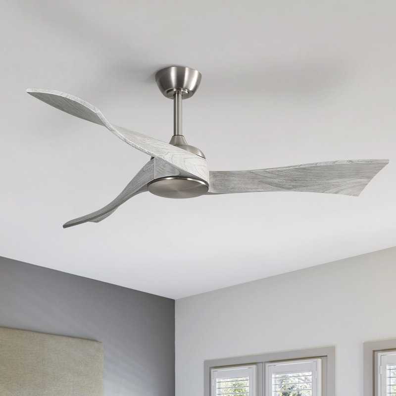 Ventilateur de plafond à 3 pales avec télécommande Nicola, Nickel