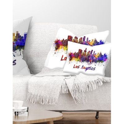 Los Angeles Skyline - Cityscape Printed Throw Pillow