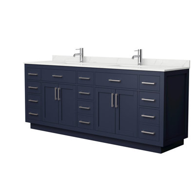 Meuble-lavabo double 84 po avec plateau en quartz Beckett TK