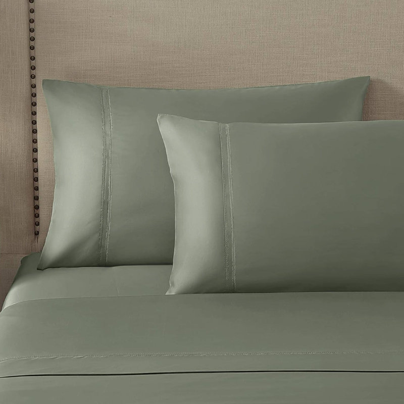 Yalda Pillowcase Set, Queen Pillowcase, Green